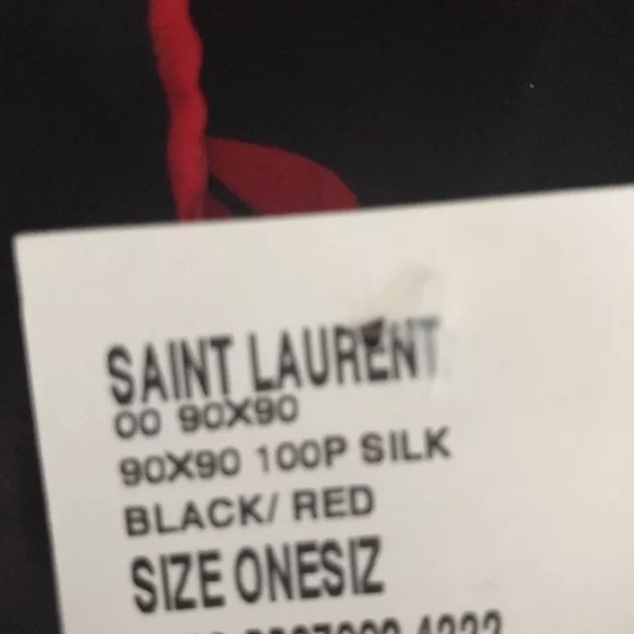 YSL Saint Laurent Paris scarf silk printed signature design sheer red lips - Picture 5 of 7